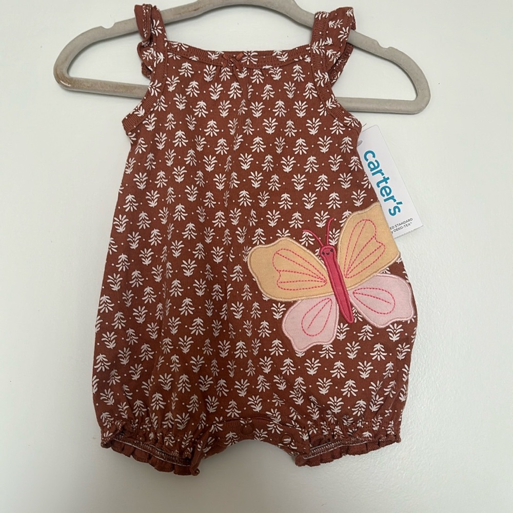New Carter’s Baby Girl Butterfly Romper- Newborn Size